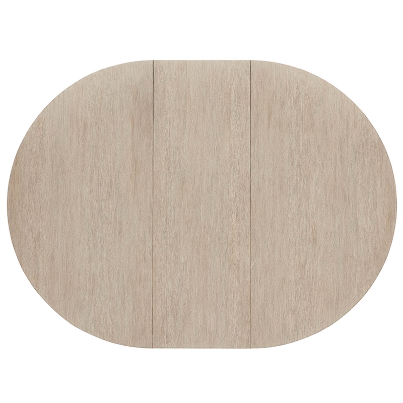 Pemberly Row Round Oak Pedestal Dining Table with Leaf in Dockside Natural