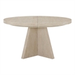 Pemberly Row Round Oak Pedestal Dining Table with Leaf in Dockside Natural