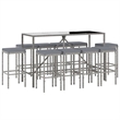 Pemberly Row 11 Piece Poly Rattan Outdoor Patio Bar Set in Black/Gray