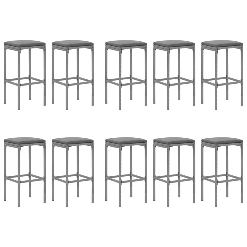 Pemberly Row 11 Piece Poly Rattan Outdoor Patio Bar Set in Black/Gray