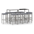 Pemberly Row 11 Piece Poly Rattan Outdoor Patio Bar Set in Black/Gray
