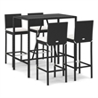 Pemberly Row 5 Piece Steel Outdoor Patio Bar Set with Cushions in Black
