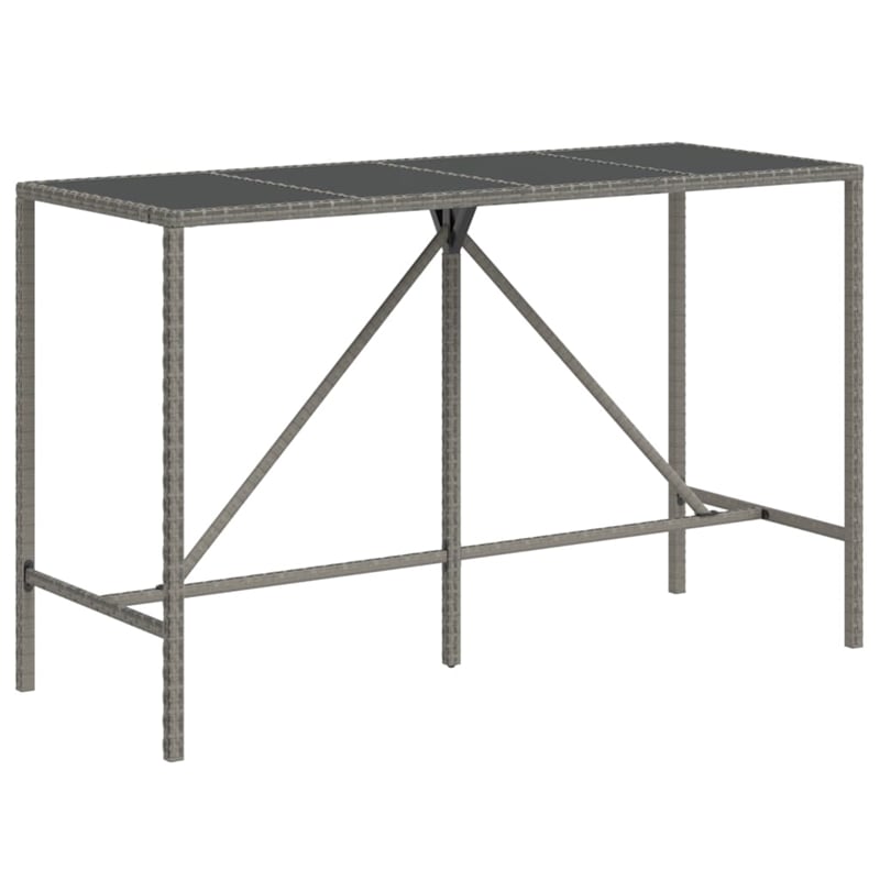 Pemberly Row 9 Piece Outdoor Patio Bar Set with Cushions in Black/Gray