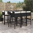 Pemberly Row Steel Large Outdoor Patio Bar Set with Cushions in Black