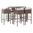 Pemberly Row 7 Piece Outdoor Patio Bar Set with Cushions in Brown