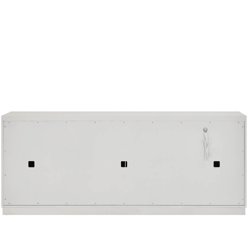 Pemberly Row Louvered Door Credenza with Adjustable Shelves in Shoreline White