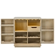 Pemberly Row Oak Bar Cabinet with Quartz Top and Wine Storage in Dockside