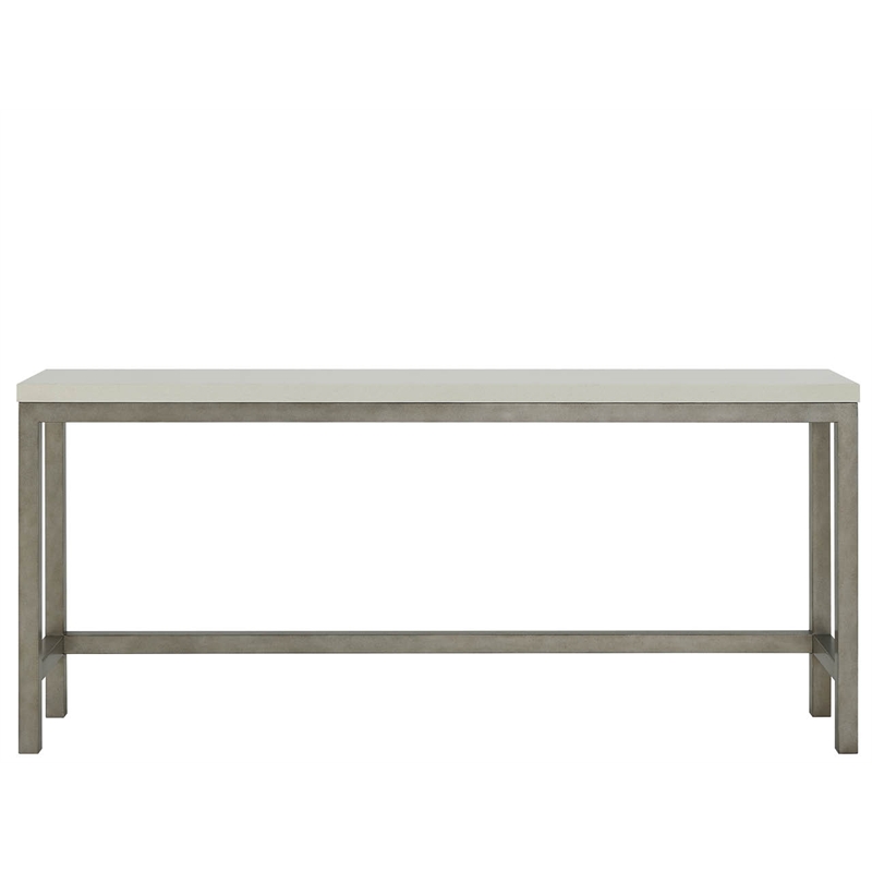 Pemberly Row Console with 3 Stools and Quartz Top in Antique Nickel