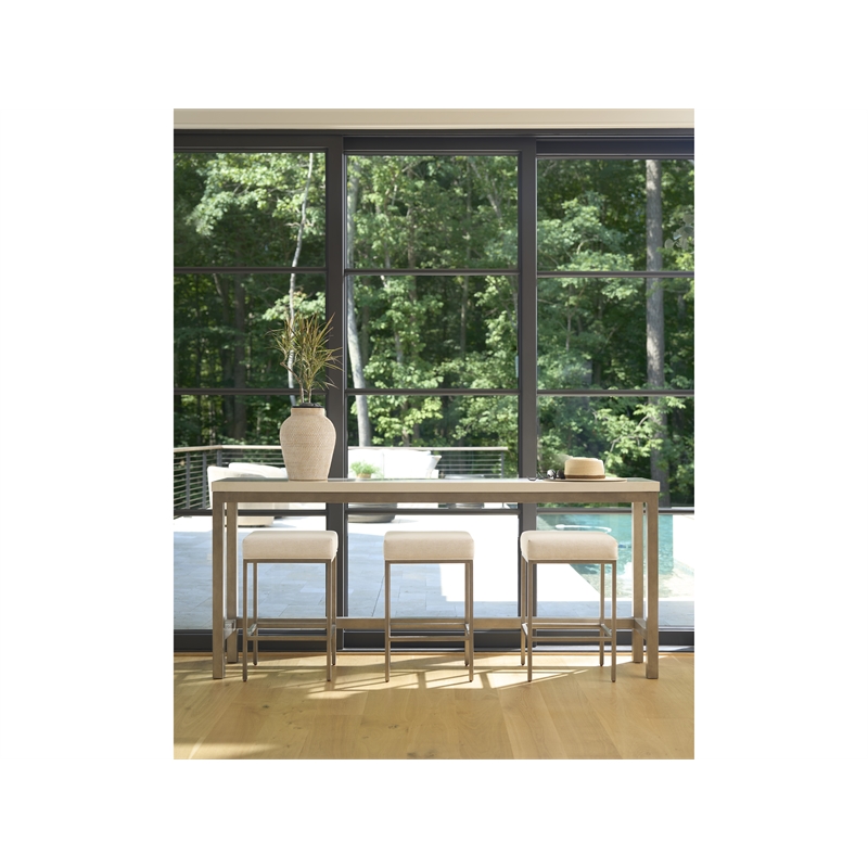 Pemberly Row Console with 3 Stools and Quartz Top in Antique Nickel