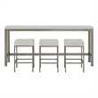 Pemberly Row Console with 3 Stools and Quartz Top in Antique Nickel