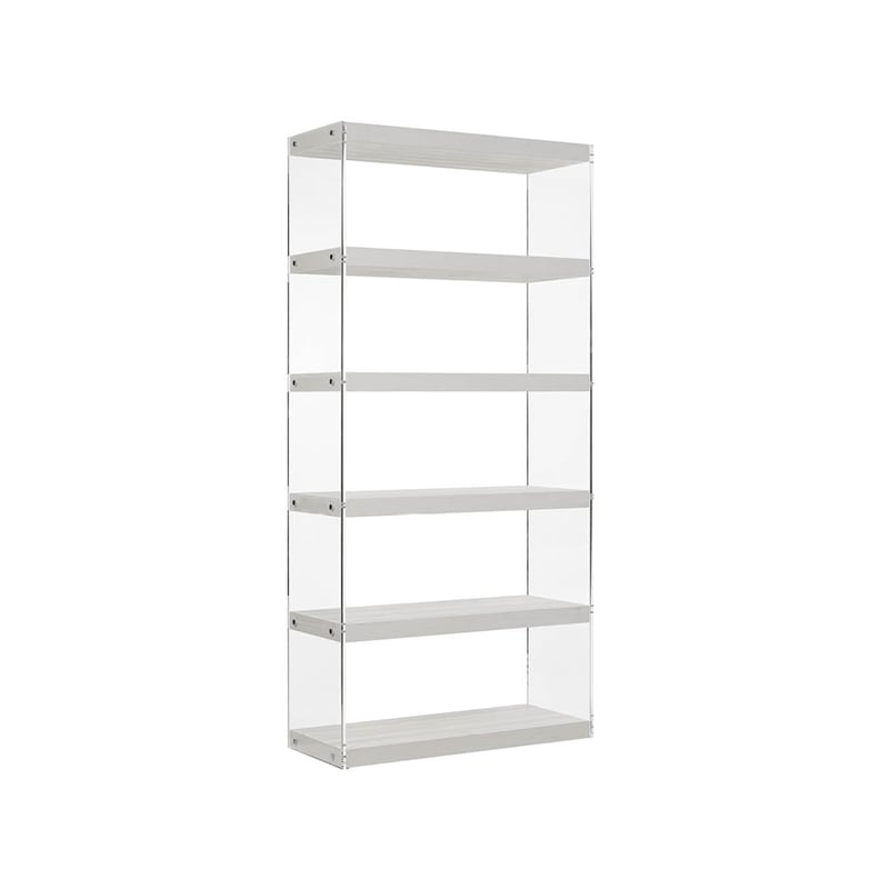 Pemberly Row Acrylic End Support Etagere with Display Shelves in White