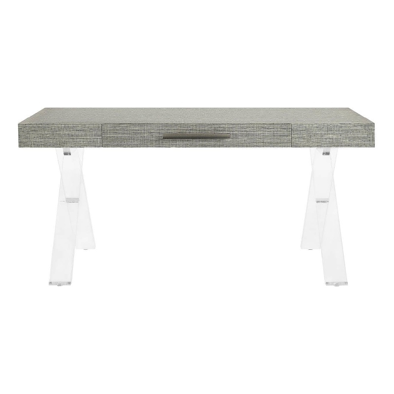 Pemberly Row Seascape Wallpaper Writing Desk with Acrylic Legs in Blue