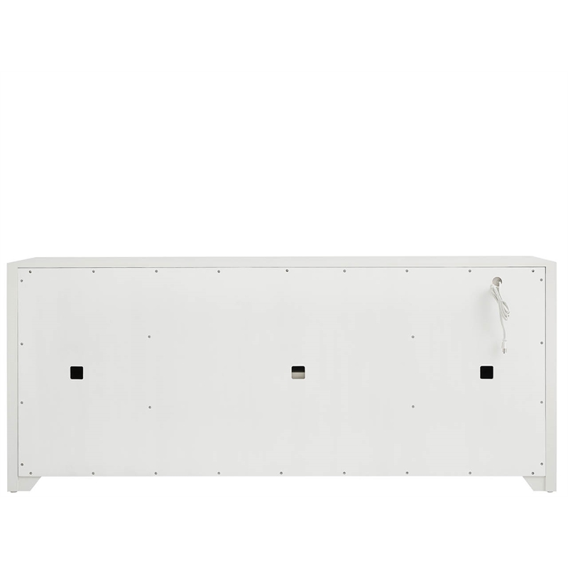 Pemberly Row Coastal Credenza with Shell Hardware and Storage in White