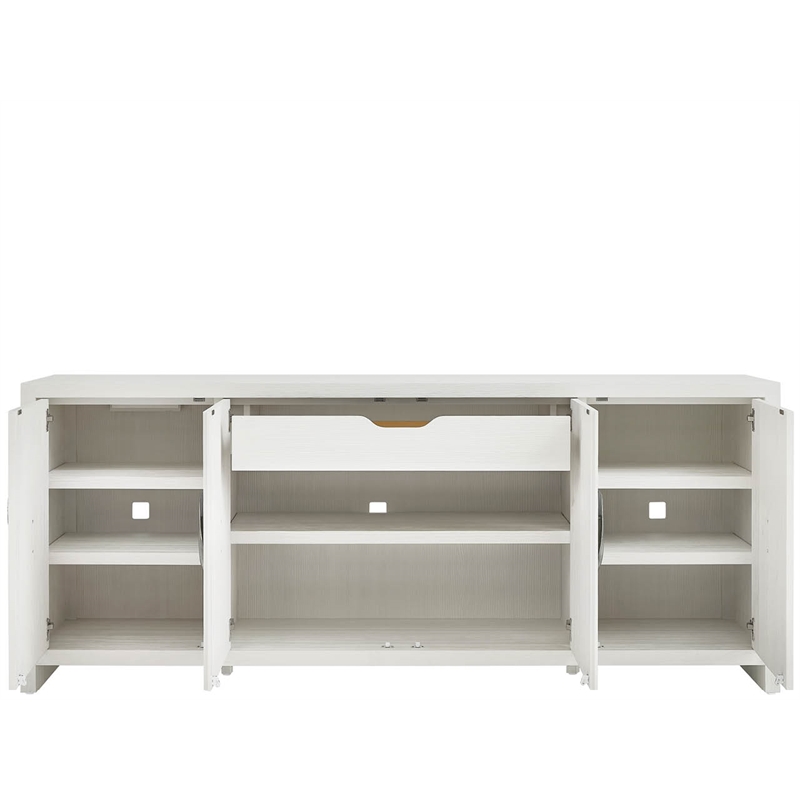 Pemberly Row Coastal Credenza with Shell Hardware and Storage in White