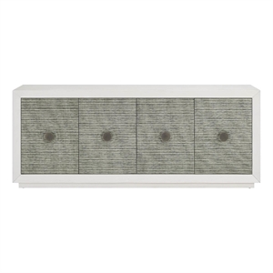 Pemberly Row Grasscloth Door White Credenza with Nickel Hardware