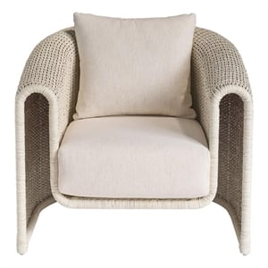 Pemberly Row Key Largo Rattan Fishbone Lounge Chair in White