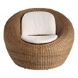 Pemberly Row Sea Pod Woven Natural Fiber Swivel Chair in Brown/Beige Rattan
