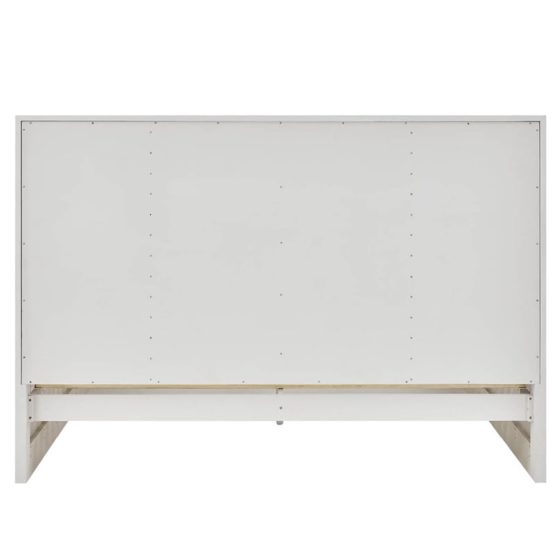 Pemberly Row Shoreline Louvered Panel King Bed in Coastal White Pine