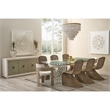 Pemberly Row Coral Glass Top Rectangle Dining Table in Coastal White