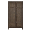 Pemberly Row Oak Cabinet with LED Lighting and Adjustable Shelves in Cocoa