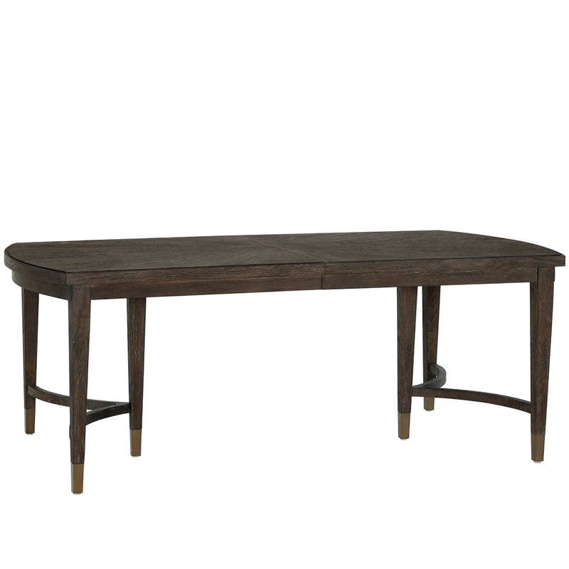 Pemberly Row Radial Veneer Oak Triple Pedestal Dining Table in Cocoa