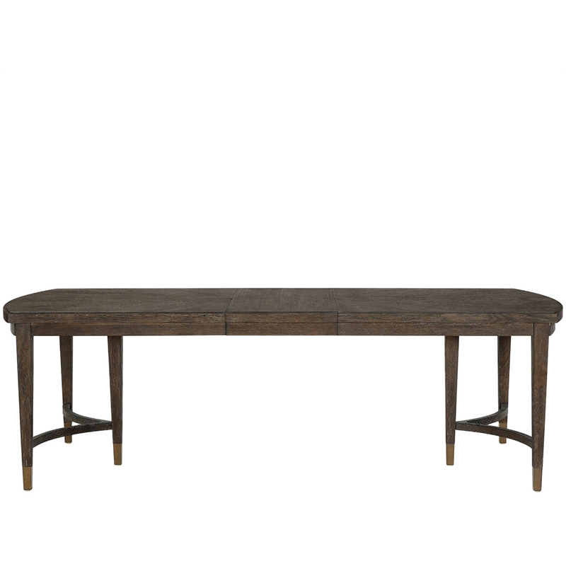 Pemberly Row Radial Veneer Oak Triple Pedestal Dining Table in Cocoa