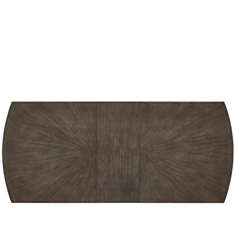 Pemberly Row Radial Veneer Oak Triple Pedestal Dining Table in Cocoa