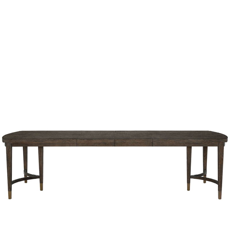 Pemberly Row Radial Veneer Oak Triple Pedestal Dining Table in Cocoa