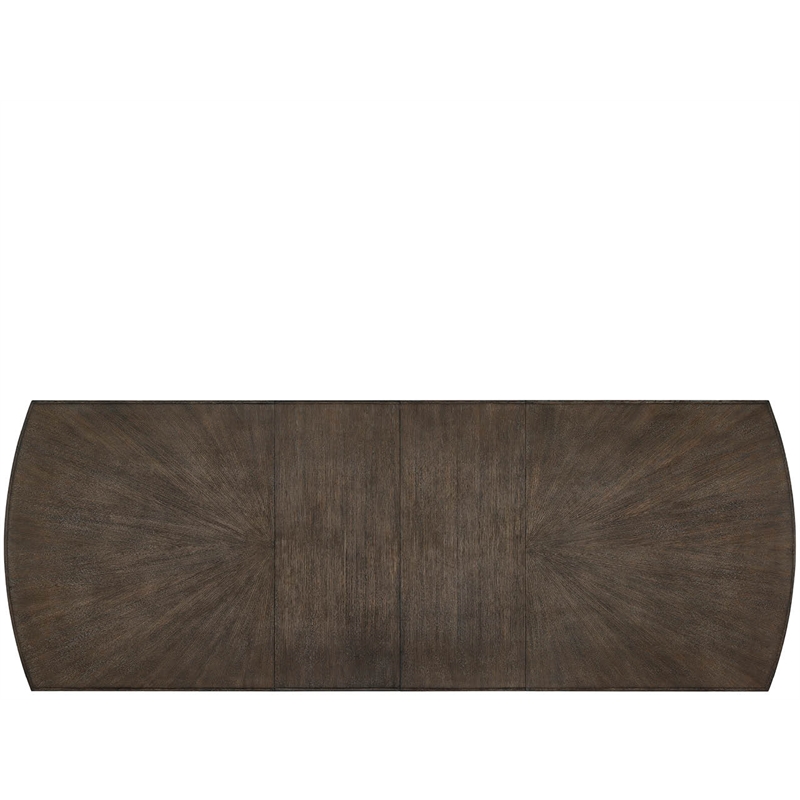 Pemberly Row Radial Veneer Oak Triple Pedestal Dining Table in Cocoa