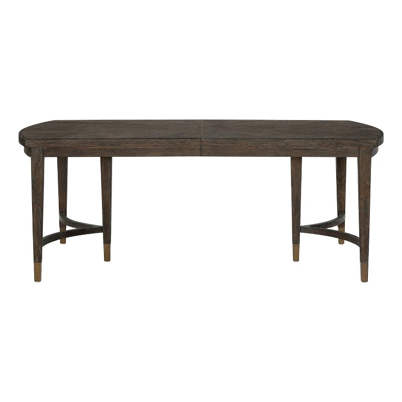 Pemberly Row Radial Veneer Oak Triple Pedestal Dining Table in Cocoa