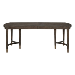Pemberly Row Radial Veneer Oak Triple Pedestal Dining Table in Cocoa