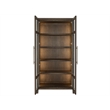 Pemberly Row Glass Door Oak Display Cabinet with LED Lighting in Cocoa