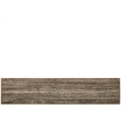Pemberly Row Travertine and Smoked Gold Console Table in Dark Gray
