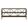 Pemberly Row Travertine and Smoked Gold Console Table in Dark Gray