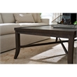 Pemberly Row Beaded Edge Curved Leg Oak Cocktail Table in Cocoa