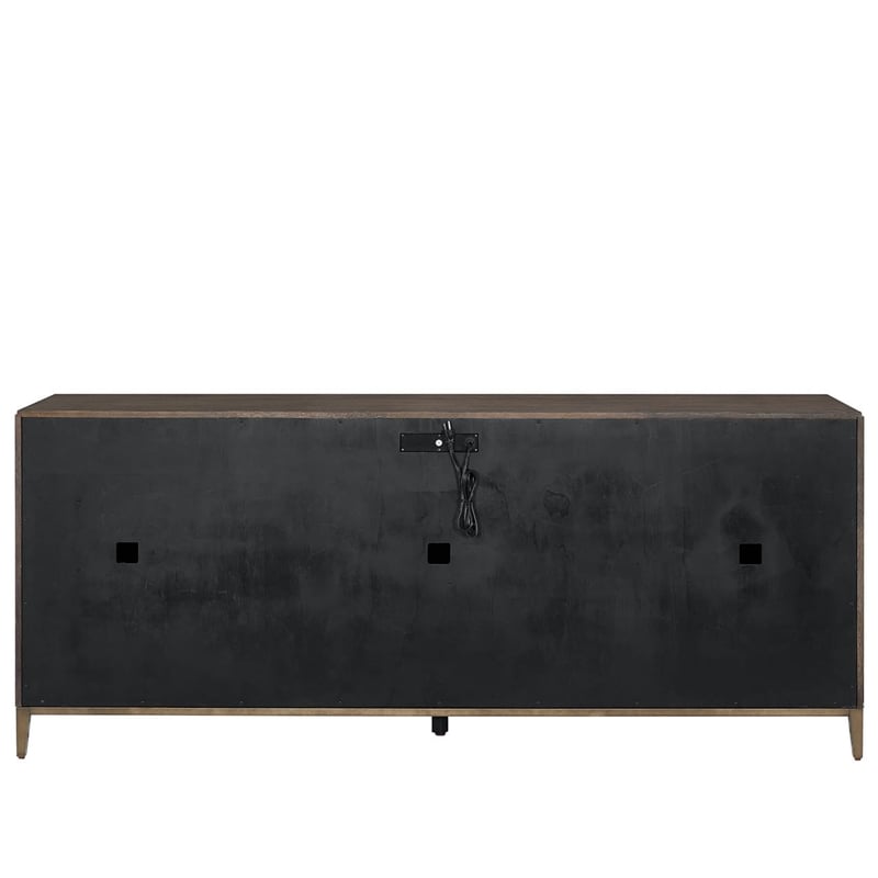 Pemberly Row Geometric Door Credenza with Smoked Gold Base in Cocoa