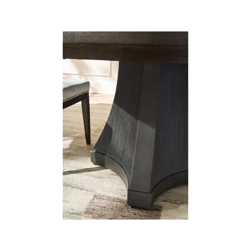 Pemberly Row Cinder Round Oak and Concrete Dining Table in Cocoa