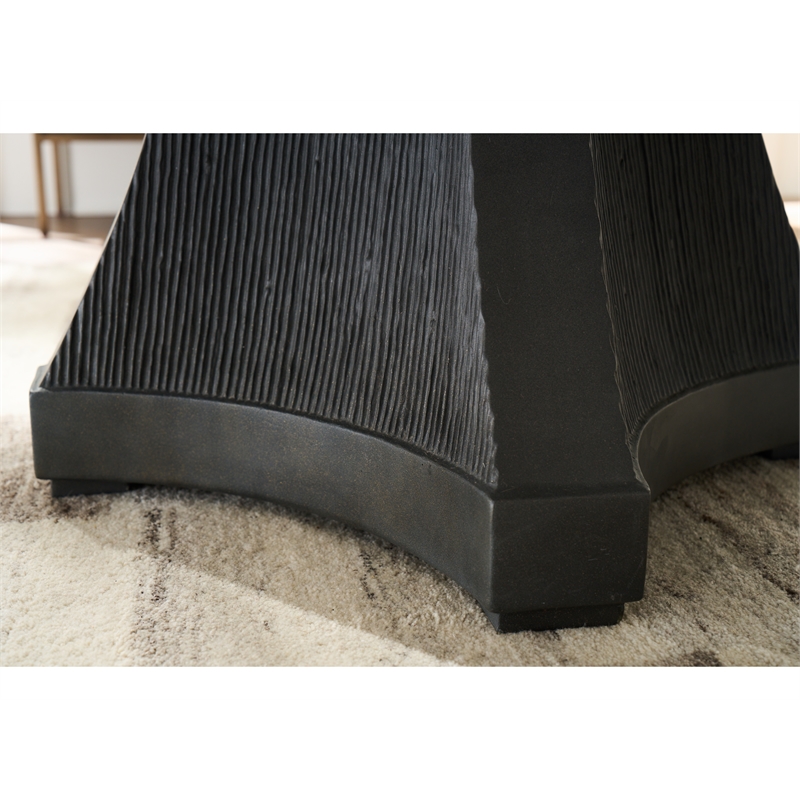 Pemberly Row Cinder Round Oak and Concrete Dining Table in Cocoa