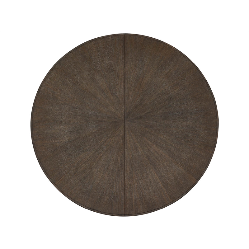 Pemberly Row Cinder Round Oak and Concrete Dining Table in Cocoa