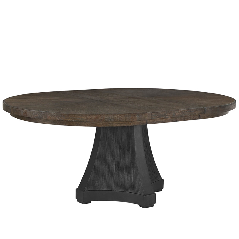 Pemberly Row Cinder Round Oak and Concrete Dining Table in Cocoa