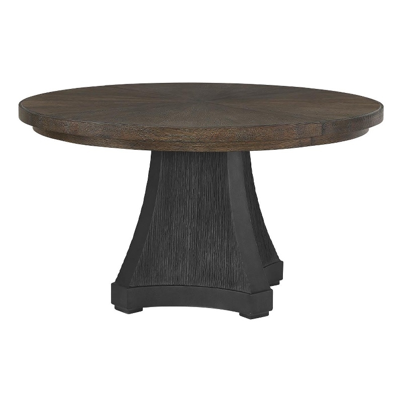 Pemberly Row Cinder Round Oak and Concrete Dining Table in Cocoa