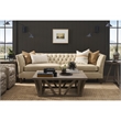 Pemberly Row Duncan Button-Tufted Leather Sofa with Nailhead Trim in Tan