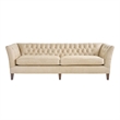 Pemberly Row Duncan Button-Tufted Leather Sofa with Nailhead Trim in Tan