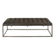 Pemberly Row Tufted Top-Grain Leather Cocktail Ottoman in Bronze Grey