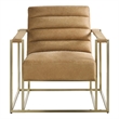 Pemberly Row Jensen Angular Frame Accent Chair in Tan Winchester Leather