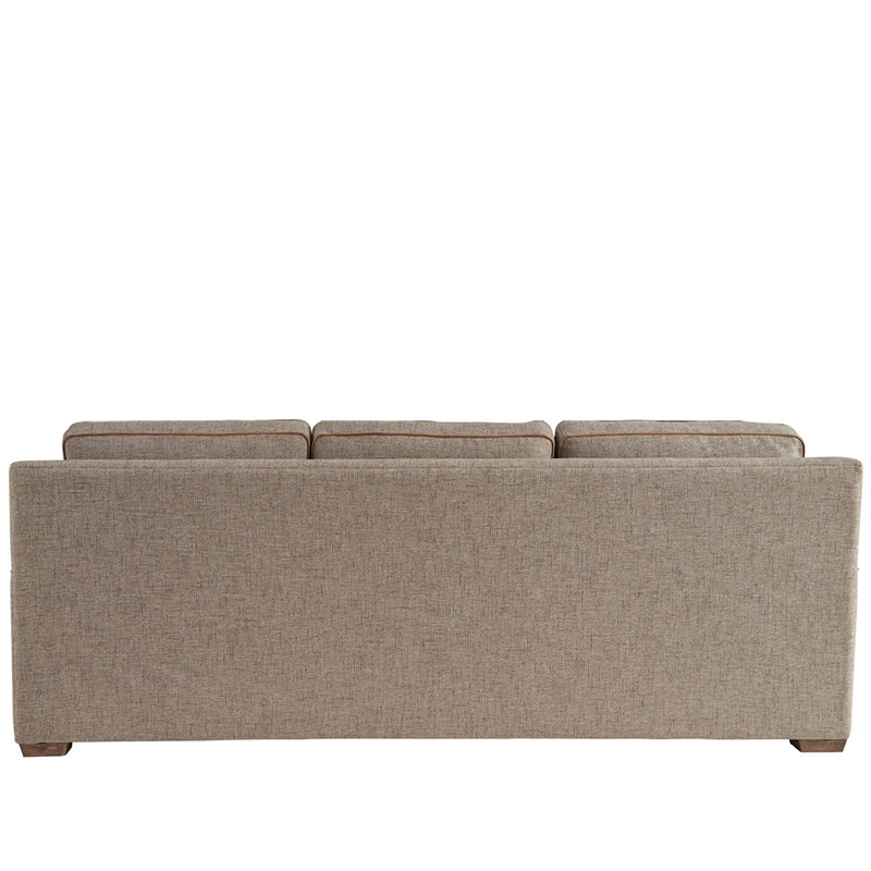 Pemberly Row Modern Squared Arm Sofa with Wood Frame in Fargo Birch Beige