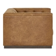 Pemberly Row Button-Tufted Leather Swivel Chair with Sable Legs in Brown