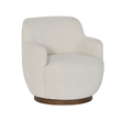 Pemberly Row Sculpted Occasional Swivel Chair in Natural Polyester Ivory