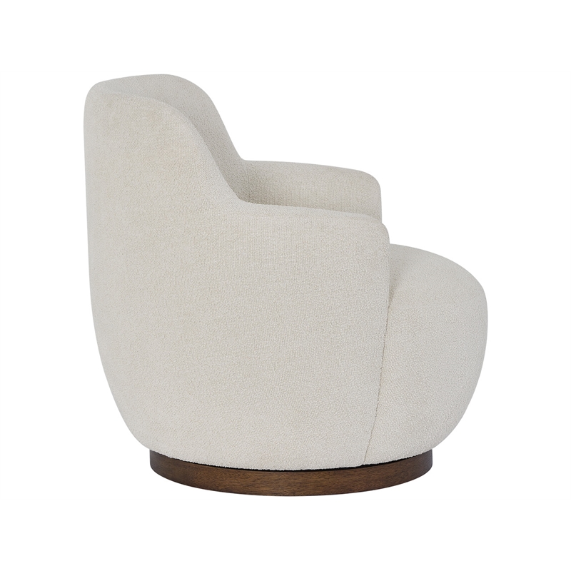 Pemberly Row Sculpted Occasional Swivel Chair in Natural Polyester Ivory