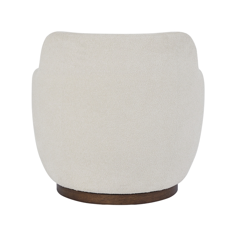 Pemberly Row Sculpted Occasional Swivel Chair in Natural Polyester Ivory